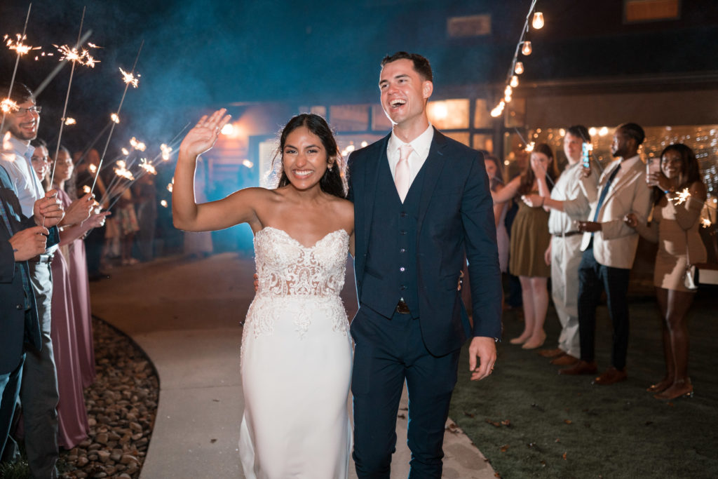 The Venue at Cenita bride and groom's sparkler exit